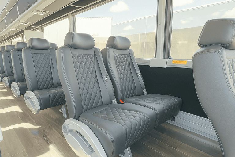 interior of Scranton Minibus Company charter bus